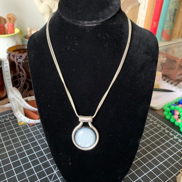 Kenneth Cole Silver tone Necklace with Moonstone Medallion - Picture 1 of 4